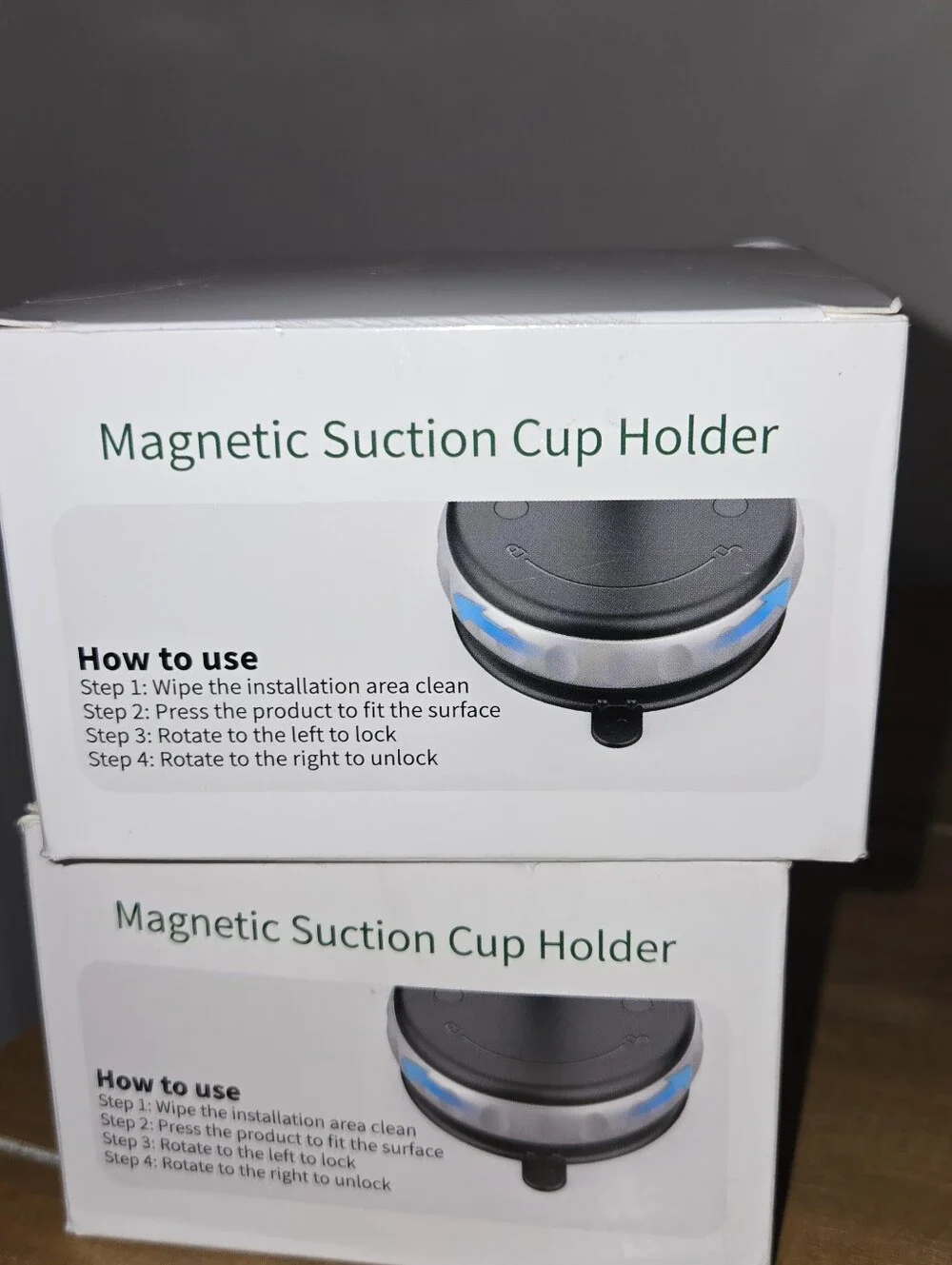 2 In The Box Magnetic Suction Cup Holder - Black & Silver